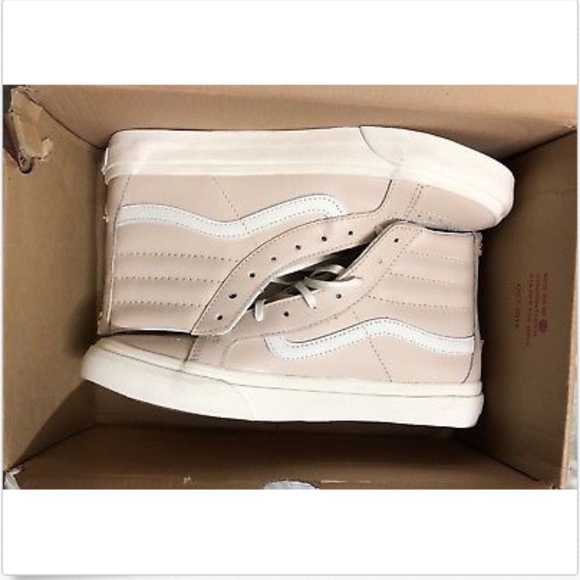 Vans Shoes - Vans SK8 Hi Slim Zip Leather Whispering Pink Blanc
